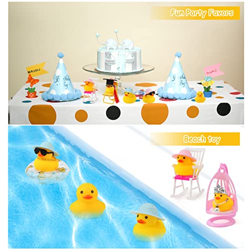 BelleStyle Juguetes de Pato de Goma, Decoraciones de Tablero de Coche de Pato, Pato Amarillo Decoración de Casas Decoración de Fiesta Juguete de Baño Regalo para Niños y Adulto - 5 Juegos