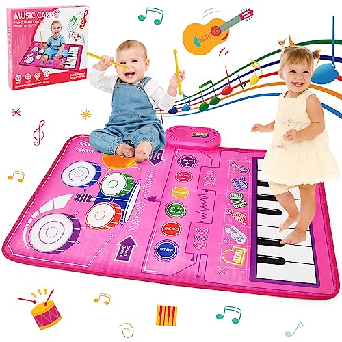 BelleStyle Juguetes para Bebés 1 Año, 2 en 1 Alfombra Musical Juguete de Tambor para Ninos, Alfombra de Piano Juegos Educativos Musica Regalos de Cumpleaños Navidad para Niños Niñas 1 2 3 4 5 Años