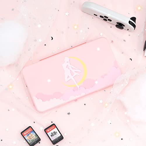 BelugaDesign Sailor Moon - Funda para Tarjetas de Juego, Gran Almacenamiento de Cartuchos de Juego Compatible con Nintendo Switch Regular Lite OLED | Soporte de 24 Cartuchos de Viaje de Anime Rosa