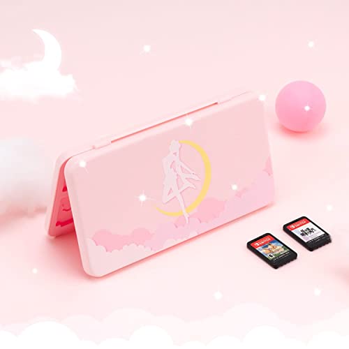 BelugaDesign Sailor Moon - Funda para Tarjetas de Juego, Gran Almacenamiento de Cartuchos de Juego Compatible con Nintendo Switch Regular Lite OLED | Soporte de 24 Cartuchos de Viaje de Anime Rosa