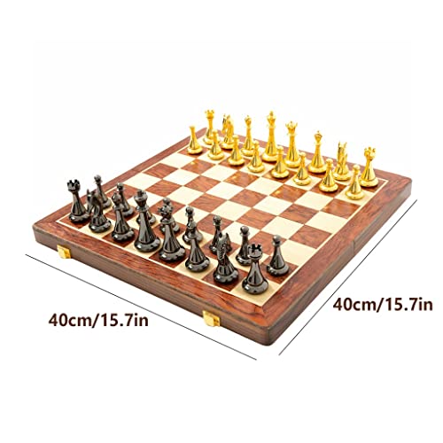 BENO Juego de ajedrez Juego de ajedrez de Madera 15.7"Tablero de ajedrez Plegable con Trajes de Almacenamiento de Piezas de Metal for Adultos for Adultos Principiantes (tamaño : 40cm/15.7in)