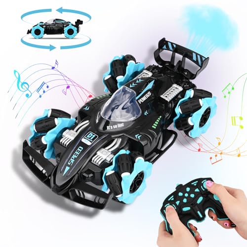 Bestcool Coche Teledirigido, 4WD 2.4GHz RC Stunt Car Recargable Coche RC Juguetes con Música Spray Mist Drift RC Car Racing Vehicle Juguete Navidad Cumpleaños Regalos para Niños Niñas 6+