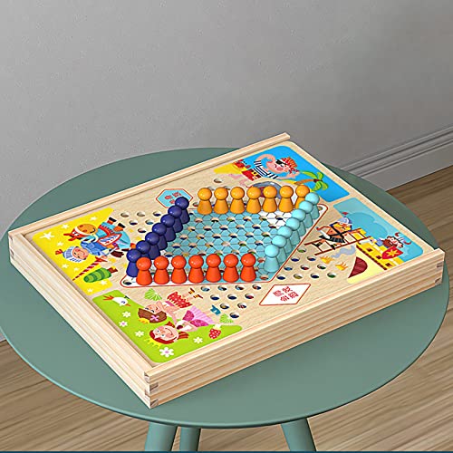 Bexdug Mesa 7 en 1 - Centro Damas Mesa Madera portátil,Juegos Viaje empaquetados Juegos Mesa clásicos para niños