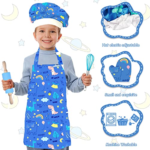 BEYAOBN Trajes de Cocina y horneado para niños 46PCS, Delantales, Gorros de Chef, Guantes y Accesorios de Cocina para niños, azul Disfraces de Chef, Juego de Roles para Niña Juguetes Regalos 3-12 años