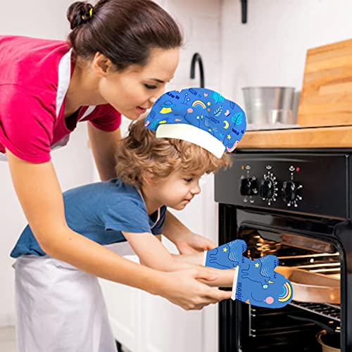 BEYAOBN Trajes de Cocina y horneado para niños 46PCS, Delantales, Gorros de Chef, Guantes y Accesorios de Cocina para niños, azul Disfraces de Chef, Juego de Roles para Niña Juguetes Regalos 3-12 años