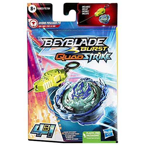 Beyblade Burst QuadStrike - Kit Inicial con Top Hydra Poseidon P8 - Juego de Batalla con Lanzador Incluido para niños y niñas