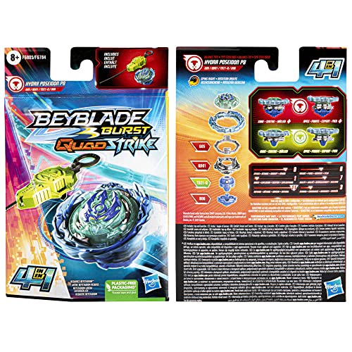 Beyblade Burst QuadStrike - Kit Inicial con Top Hydra Poseidon P8 - Juego de Batalla con Lanzador Incluido para niños y niñas