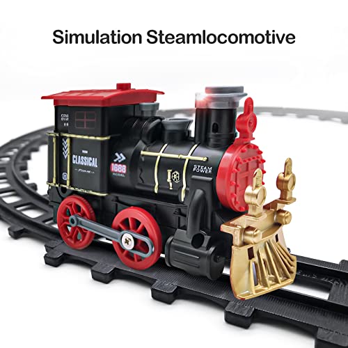 Beyiudefu Tren Juguete para Niños Clasico Tren Arbolde Navidad Electrico Locomotora de Vapor DIY Ferroviarias Juegos Regalos para Niños