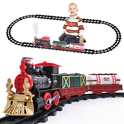 Beyiudefu Tren Juguete para Niños Clasico Tren Arbolde Navidad Electrico Locomotora de Vapor DIY Ferroviarias Juegos Regalos para Niños