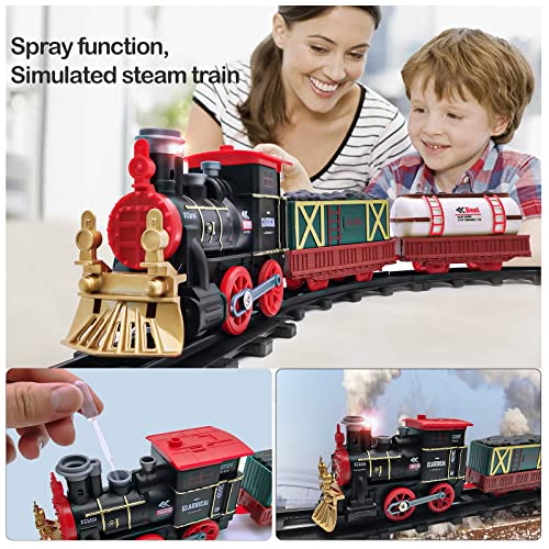 Beyiudefu Tren Juguete para Niños Clasico Tren Arbolde Navidad Electrico Locomotora de Vapor DIY Ferroviarias Juegos Regalos para Niños