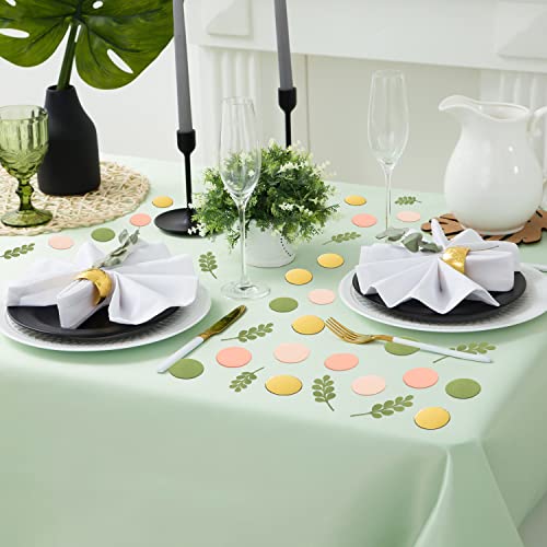 BeYumi - 300 confeti redondos de color verde oliva y melocotón para decoración de mesa de eucalipto con decoración de mesa de eucalipto para bodas, novias, baby shower, fiesta temática verde