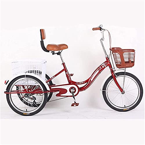 Bicicleta de crucero con triciclo para adultos par Triciclo for personas mayores adultos Mujeres, 1 velocidad de 3 ruedas triunas de bicicleta de 3 ruedas con cesta de la compra tres ruedas reclinadas