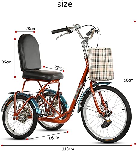 Bicicleta de crucero con triciclo para adultos para viajes o compras Triciclo for adulto, 1 velocidad 3 Bicicleta reclinada con ruedas con cesta trasera frontal Menoras grandes for hombres Mujeres Pic