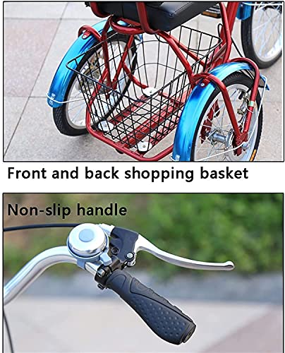 Bicicleta de crucero con triciclo para adultos para viajes o compras Triciclo for adulto, 1 velocidad 3 Bicicleta reclinada con ruedas con cesta trasera frontal Menoras grandes for hombres Mujeres Pic