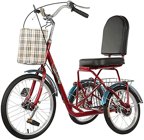 Bicicleta de crucero con triciclo para adultos para viajes o compras Triciclo for adulto, 1 velocidad 3 Bicicleta reclinada con ruedas con cesta trasera frontal Menoras grandes for hombres Mujeres Pic