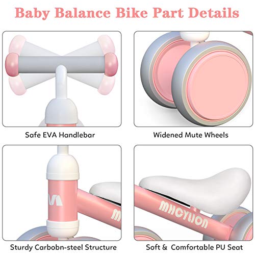 Bicicleta sin Pedales para niños a partir de 1 año de equilibrio, Juguetes Bici con 4 ruedas para bebés de 10 a 24 meses, Pimera Bicicleta Como Regalo Rosado