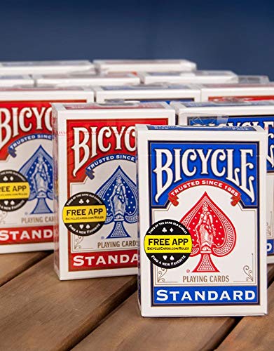 BICYCLE POKER - Lote de 12 barajas de cartas (6 Barajas Azules / 6 Barajas Rojas)