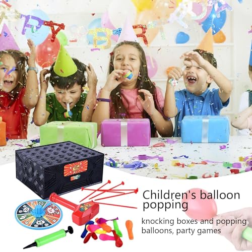 Blast Box Balloon Game, Divertido Juego de Mesa Fiesta Familiar Portátil Globo Ex-Explosión Juego para Niños y Adultos, Globo ExplosionssGame Crazy Blast Box para Banquete, Escuela, Fiesta de