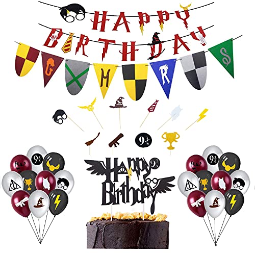 BlinBlin Kids HP 9¾ Decoraciones mágicas para Fiestas de cumpleaños, Fondo de cumpleaños para Fiesta mágica de Hary Pot, Pancarta de Fondo de Feliz cumpleaños