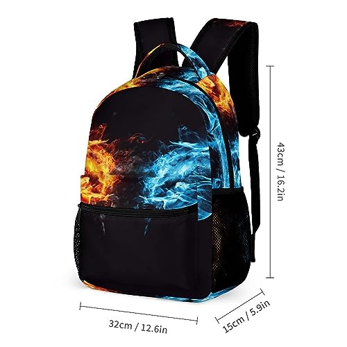 BNSSJAVS Mochila Escolar Infantil para Niña Niño, Escolar Conjunto 3 Piezas, Escolar Mochila Lonchera Estuche para Lápices - Puño de Fuego vs. Puño de Hielo