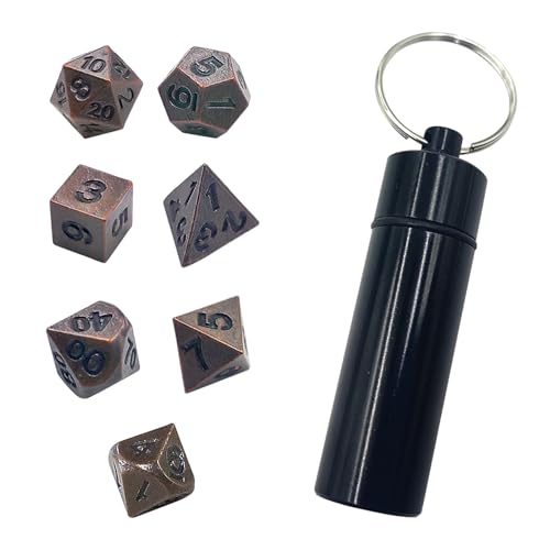 Bogoro 7 Piezas Dados de rol D&D, Dados Poliedricos, Dados de rol Poliédrico, Dado Poliédrico y de rol de Juegos para Dungeons & Dragons, Metal Polyhedral Dice Set