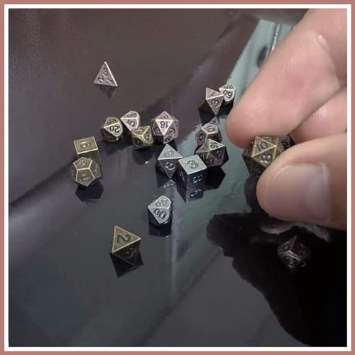 Bogoro 7 Piezas Dados de rol D&D, Dados Poliedricos, Dados de rol Poliédrico, Dado Poliédrico y de rol de Juegos para Dungeons & Dragons, Metal Polyhedral Dice Set