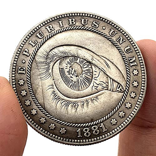 BOKJG Moneda errante de 1881, latón tuerto, Medalla de Plata Vieja, Moneda Coleccionable, Moneda de Cobre, Ojo de Plata, Moneda Conmemorativa de Cobre mágico