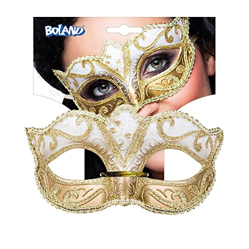 Boland 00338 - Máscara de ojos Venecia Felina, oro, banda elástica, adornos, baile de máscaras, Venecia, carnaval, fiesta temática, disfraz