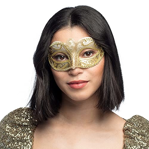 Boland 00338 - Máscara de ojos Venecia Felina, oro, banda elástica, adornos, baile de máscaras, Venecia, carnaval, fiesta temática, disfraz