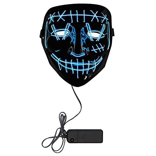 Boland 72255 - Máscara LED Killer Smile, azul, funciona con pilas, 2 x AA, luz LED, máscara facial, accesorio para Halloween, carnaval, fiesta temática