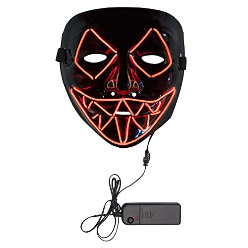 Boland 72256 - Máscara LED Killer Smile, rojo, funciona con pilas, 2 x AA, luz LED, máscara facial, accesorio para Halloween, carnaval, fiesta temática