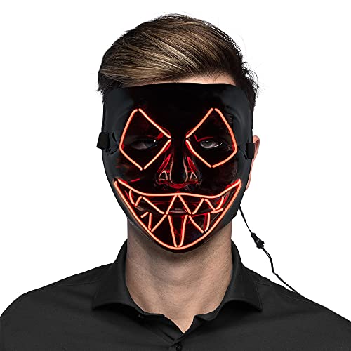 Boland 72256 - Máscara LED Killer Smile, rojo, funciona con pilas, 2 x AA, luz LED, máscara facial, accesorio para Halloween, carnaval, fiesta temática