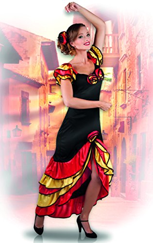 Boland-BOL83528 Bailarina Española Rumba Disfraz Mujer, Color Amarillo/Negro/Rojo, S (36/38) (Ciao SRL BOL83528)