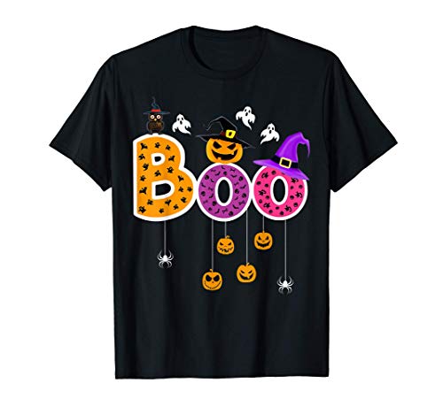 Boo Halloween Costume Spiders, Pumkin, Ghosts and Witch Hat Camiseta