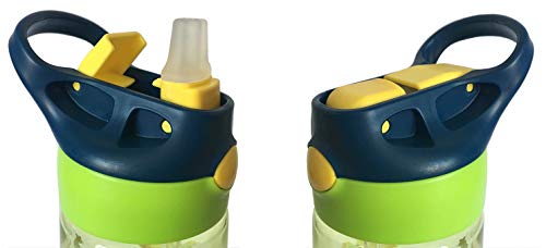 Botella Tritan Reutilizable Niños Bebes ♻ Jarra Reusable con Sistema Antigoteo de 450 ml - Facil Apertura (Con Pulsador) - Sin BPA para Uso Diario y Aprendizaje Infantil - Material Ligero y Resistente