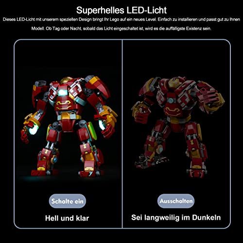 BrickBling Juego de luces LED para Lego 76247 Marvel Hulkbuster: la batalla de Wakanda, juego de iluminación decorativa para Lego The Hulkbuster The Battle of Wakanda (modelo Lego no incluido)