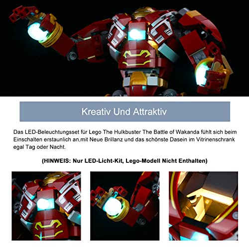 BrickBling Juego de luces LED para Lego 76247 Marvel Hulkbuster: la batalla de Wakanda, juego de iluminación decorativa para Lego The Hulkbuster The Battle of Wakanda (modelo Lego no incluido)