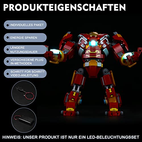 BrickBling Juego de luces LED para Lego 76247 Marvel Hulkbuster: la batalla de Wakanda, juego de iluminación decorativa para Lego The Hulkbuster The Battle of Wakanda (modelo Lego no incluido)