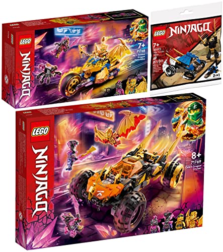 BRICKCOMPLETE Lego 71769 Coles - Juego de 3 dragones, 71768 Jays Gold Dragon Moto & 30592 Mini Cazador de truenos