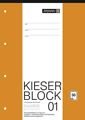 Brunnen 1042941 Kieser-Block - Cuaderno (A4, 50 hojas, perforado, 80 g/m2, clase 1)