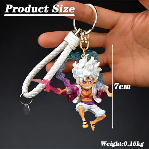 BSNRDX Llavero OPiece Colgante de Sombrero de Pirata Luffy Figuras de Kimono Nika Luffy Gear 5, Anime Modelo Dibujos Animados Acción PVC Figuras Coleccionable para Niños Cumpleaños Regalo, Fanáticos