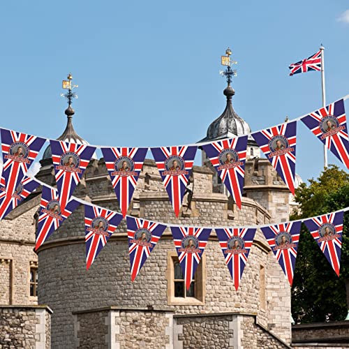 BUNIQ Coronación del Rey Carlos - pancartas del Rey Carlos III Union Jack - Bandera de la coronación de la ascensión Real Su Majestad El Rey Celebración del 6 de mayo