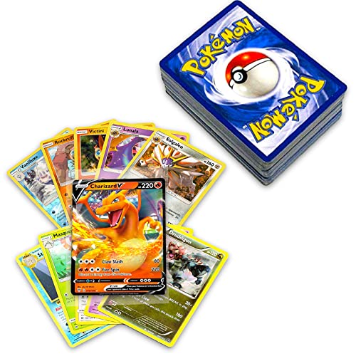 Caja de cartón oficial de Pokémon 50+ con 5 láminas en cualquier combinación y al menos 1 Raridad, GX, EX, FA, equipo de etiquetas, o secreto raro, con tarjetas como Charizard y Detective Pikachu