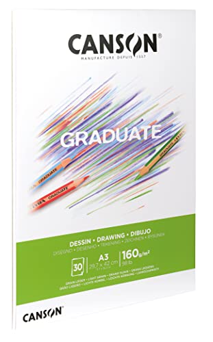 Canson Graduate Dibujo Bloc Encolado A3 30H Fino 160g Blanco Natural