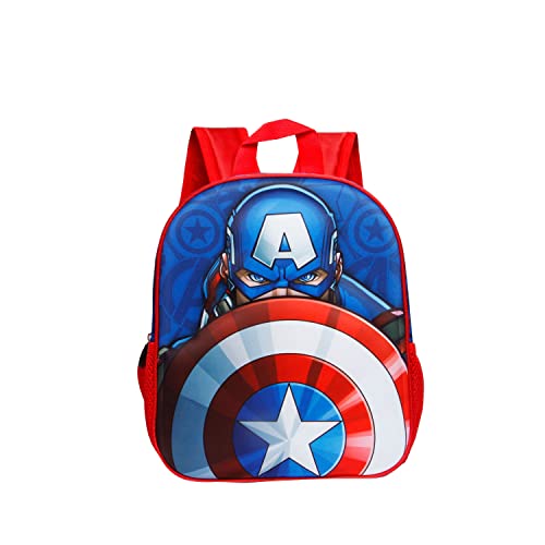 Capitán América Patriot-Mochila 3D Pequeña, Multicolor, 26 x 31 cm, Capacidad 8.5 L