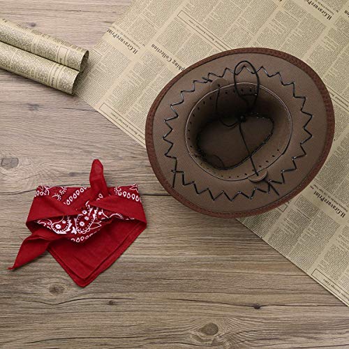 Carnavalife Sombrero Cowboy de Vaquero con Pañuelo Bandanas Paisley de Algodón Toy Story Western Disfraz para Adulto y Niños (Marrón, Adulto/58cm)