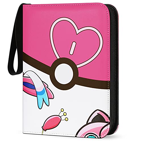 Carpeta de tarjetas para carpetas de tarjetas de Pokemon con 4 bolsillos, 440 bolsillos, colección de juegos de cartas coleccionables con fundas (rosa)