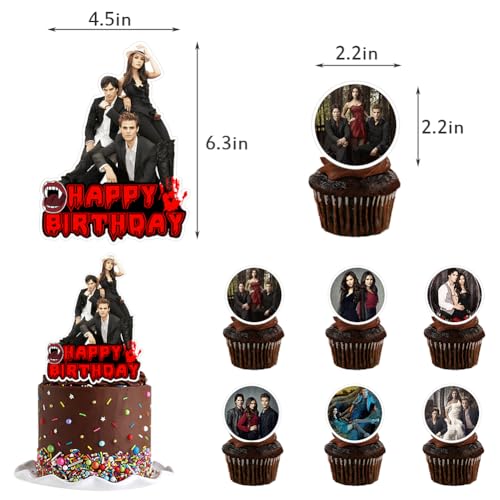 CBOSNF Suministros para La Fiesta, 46 Pcs Vampire Diaries Decoración de Cumpleaños, Vampire Diaries-Inc Suministros de Fiesta de Cumpleaños Banner Globo Cakes Topper Decoraciones De Fiesta