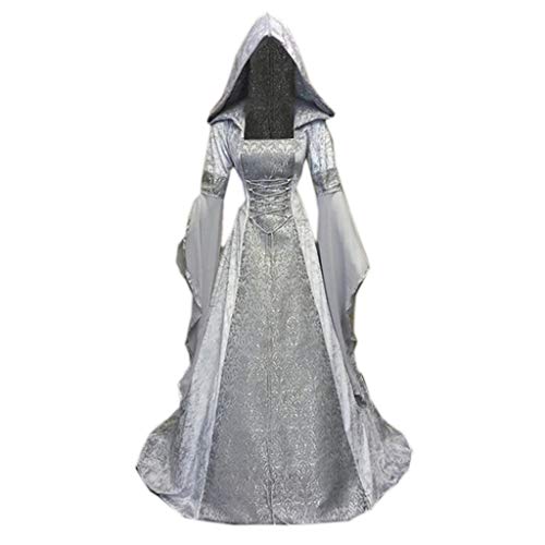 CCOOfhhc Vestido medieval para mujer, renacentista, gótico, retro, para adultos, vestido de ramillete vintage, reina, gótico, medieval, largo, para fiesta, vestido medieval, vestido medieval, gris, M