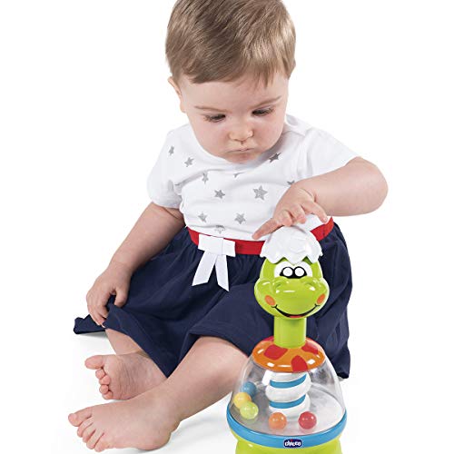 Chicco Dino Spin, Peonza con Bolas de Colores, Juguete para Aprender la Relación Causa-Efecto, Juego Electrónico Infantil – Juguete Bebés de 6 Meses a 3 Años